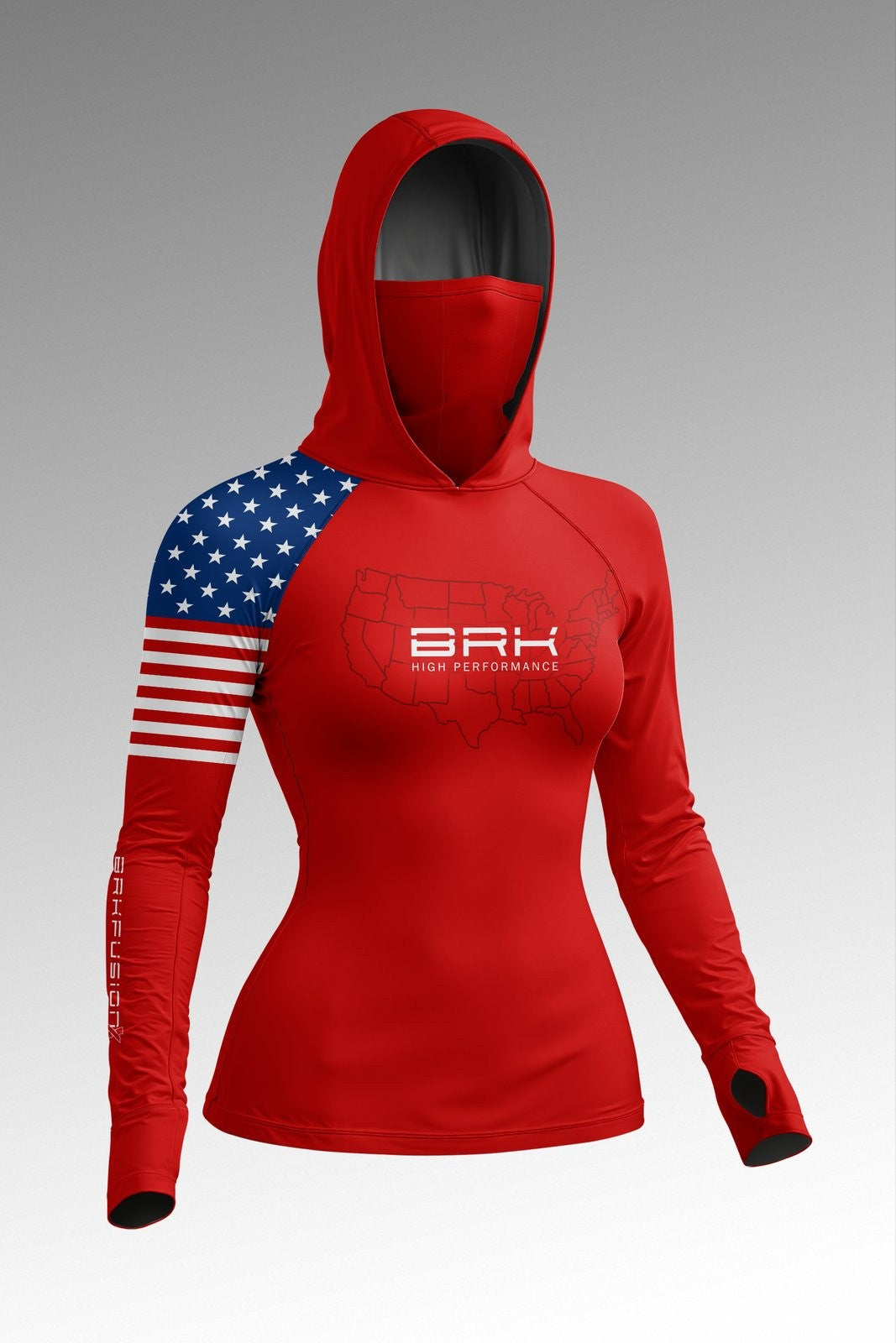 Camisa FusionX Feminina EUA Vermelha com Proteção UV50+