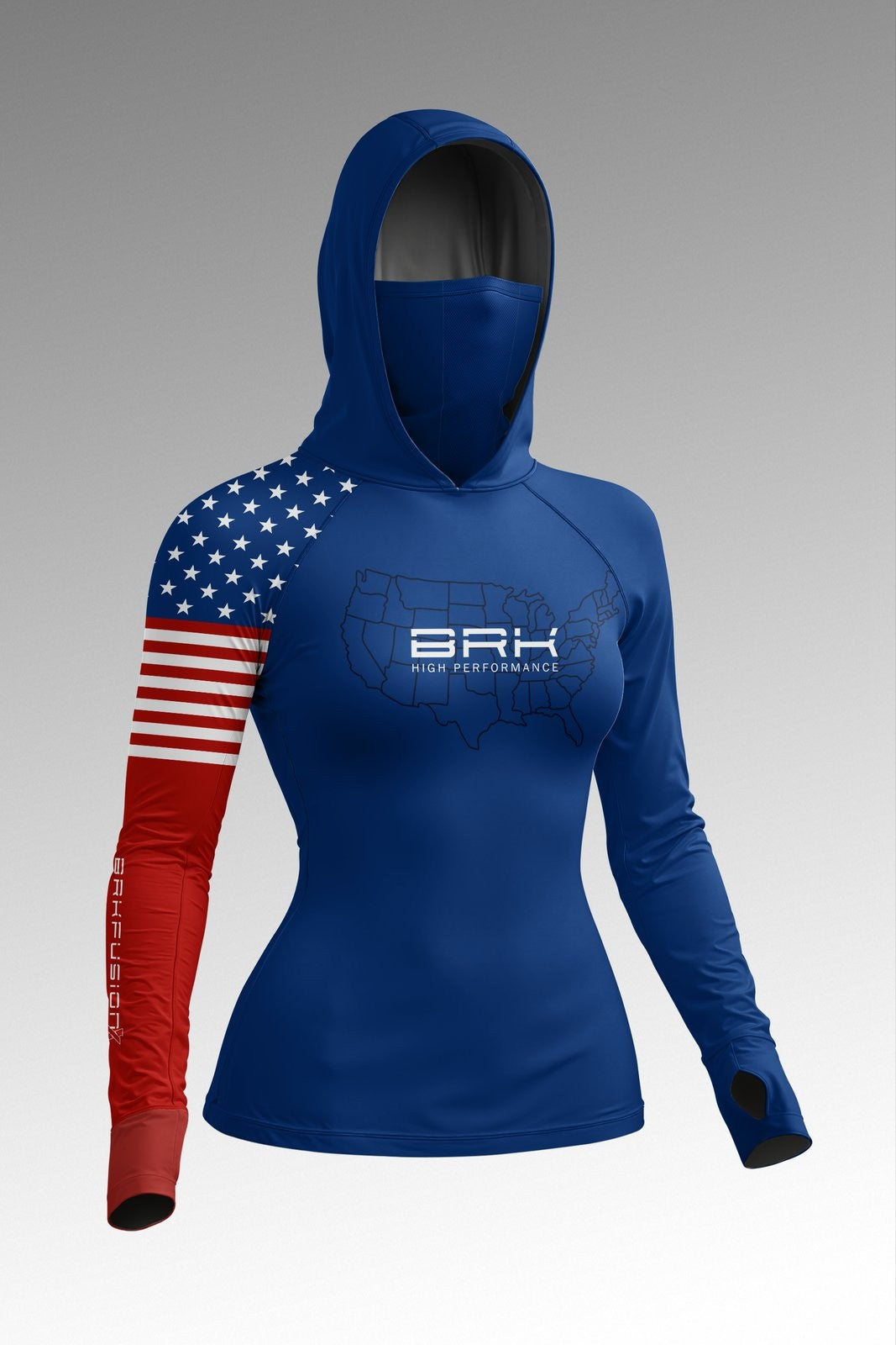 Camisa FusionX Feminina EUA Azul com Proteção UV50+