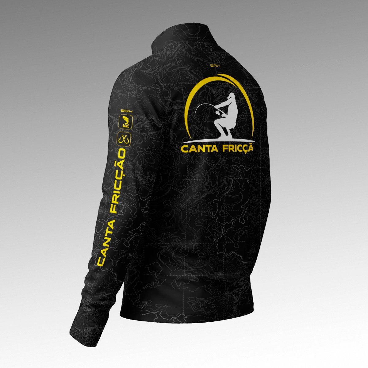 Camisa ArmorX Brk Marcos Mendes Canta Fricção Preta Topográfica com UV50+