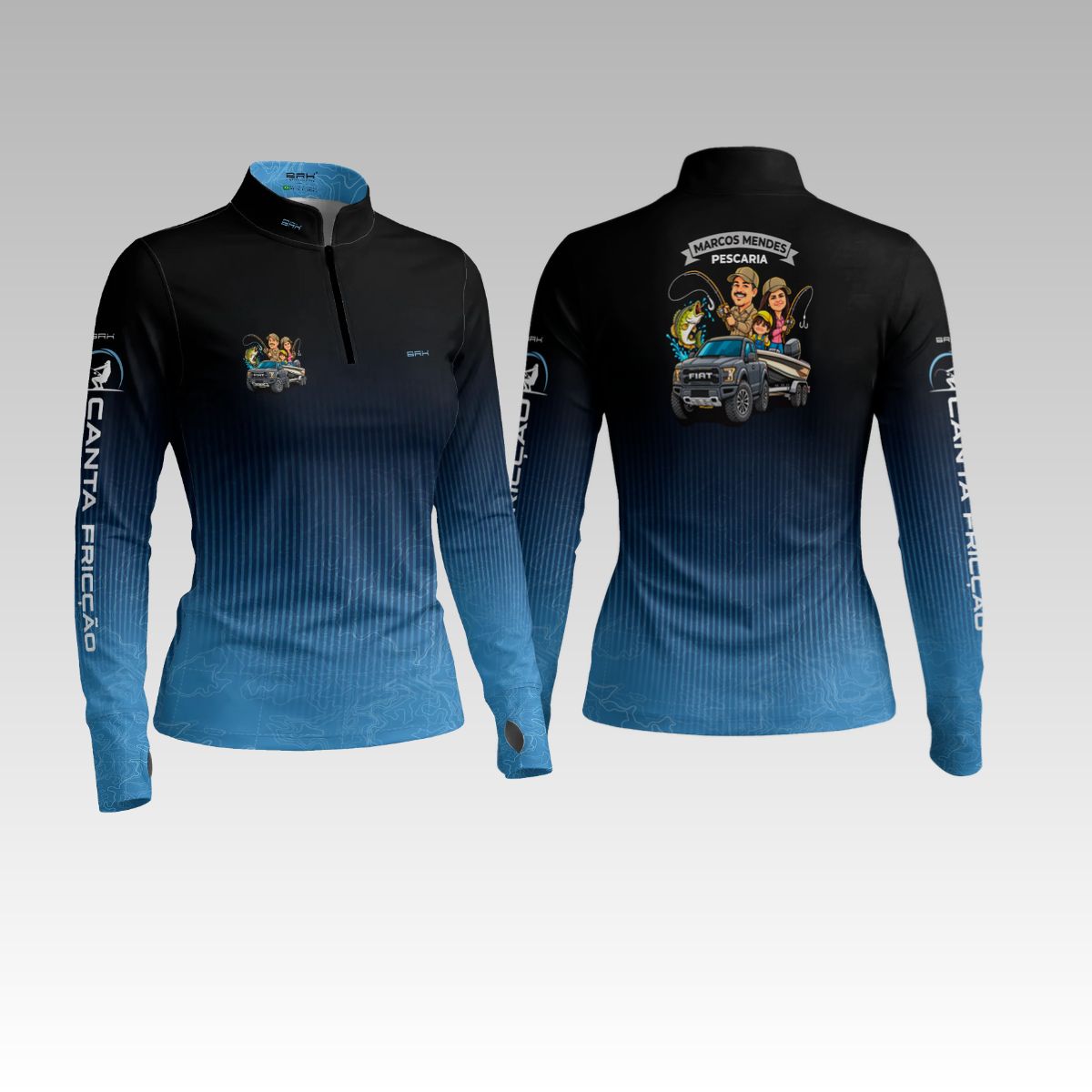 Camisa ArmorX Brk Feminina Marcos Mendes Azul Degradê UV50+