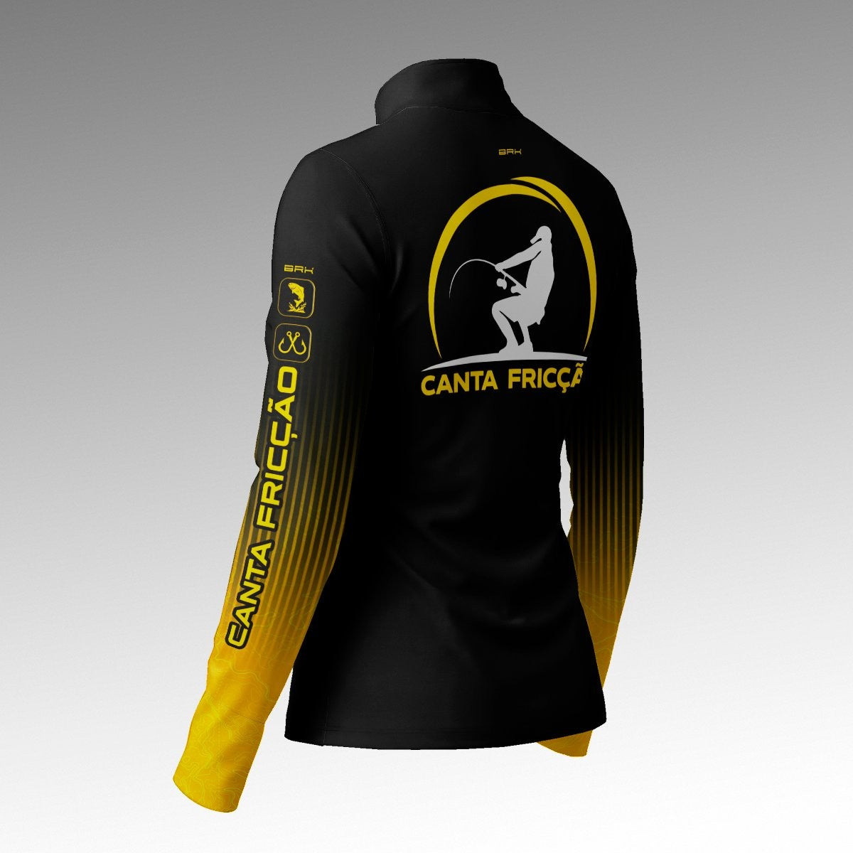 Camisa ArmorX Brk Feminina Marcos Mendes Canta Fricção Preta e Amarela Degradê com Proteção UV50+