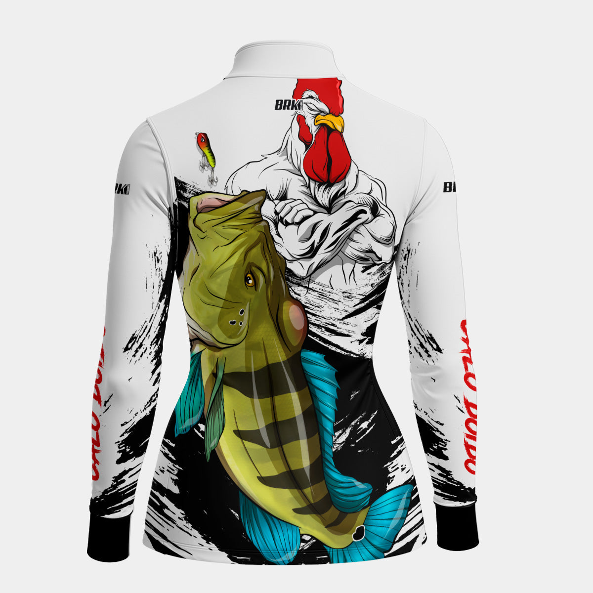 Camisa de Pesca Feminina Brk Galo Doido Bicampeão Tucunaré Azul com UV50+
