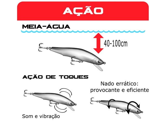 Isca Artificial Marine Sports Raptor Minnow 90 Meia-Água - Brk Fishing