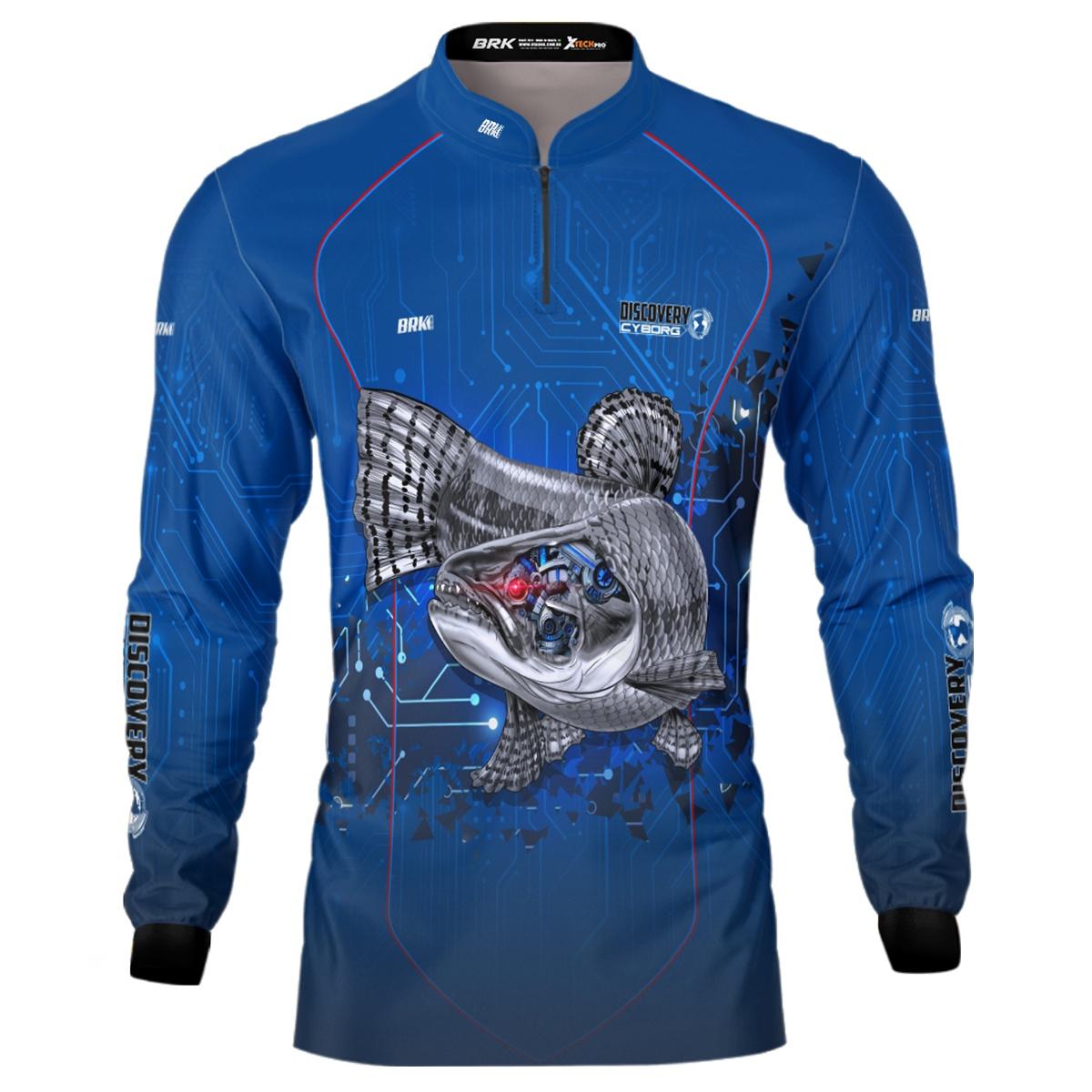 Camisa de Pesca Brk Discovery Cyborg Azul com Proteção UV50+ - Brk Fishing