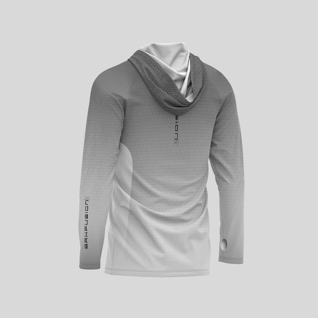 Camisa Fusionx Brk Clean Branca e Cinza com Capuz e com Proteção Uv50+ - Tamanho: G