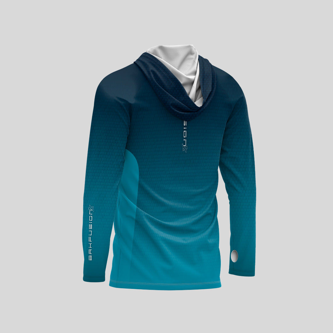 Camisa Fusionx Brk Clean Azul Escuro com Capuz e com Proteção Uv50+ - Tamanho: G
