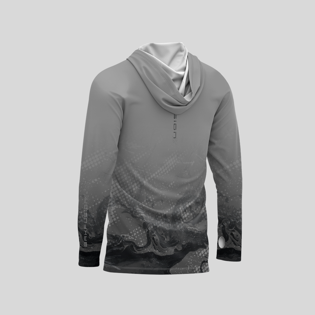 Camisa Fusionx Brk Galaxy Cinza com Capuz e com Proteção Uv50+ - Tamanho: G
