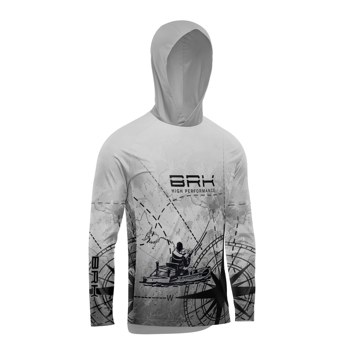 Camisa de Pesca com Capuz Brk Caiaque Cinza com Proteção Uv50+ - Tamanho: G