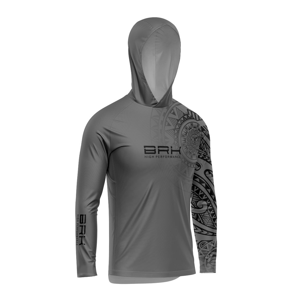 Camisa com Capuz Brk Maori Cinza com Preto com Proteção Uv50+ - Tamanho: M