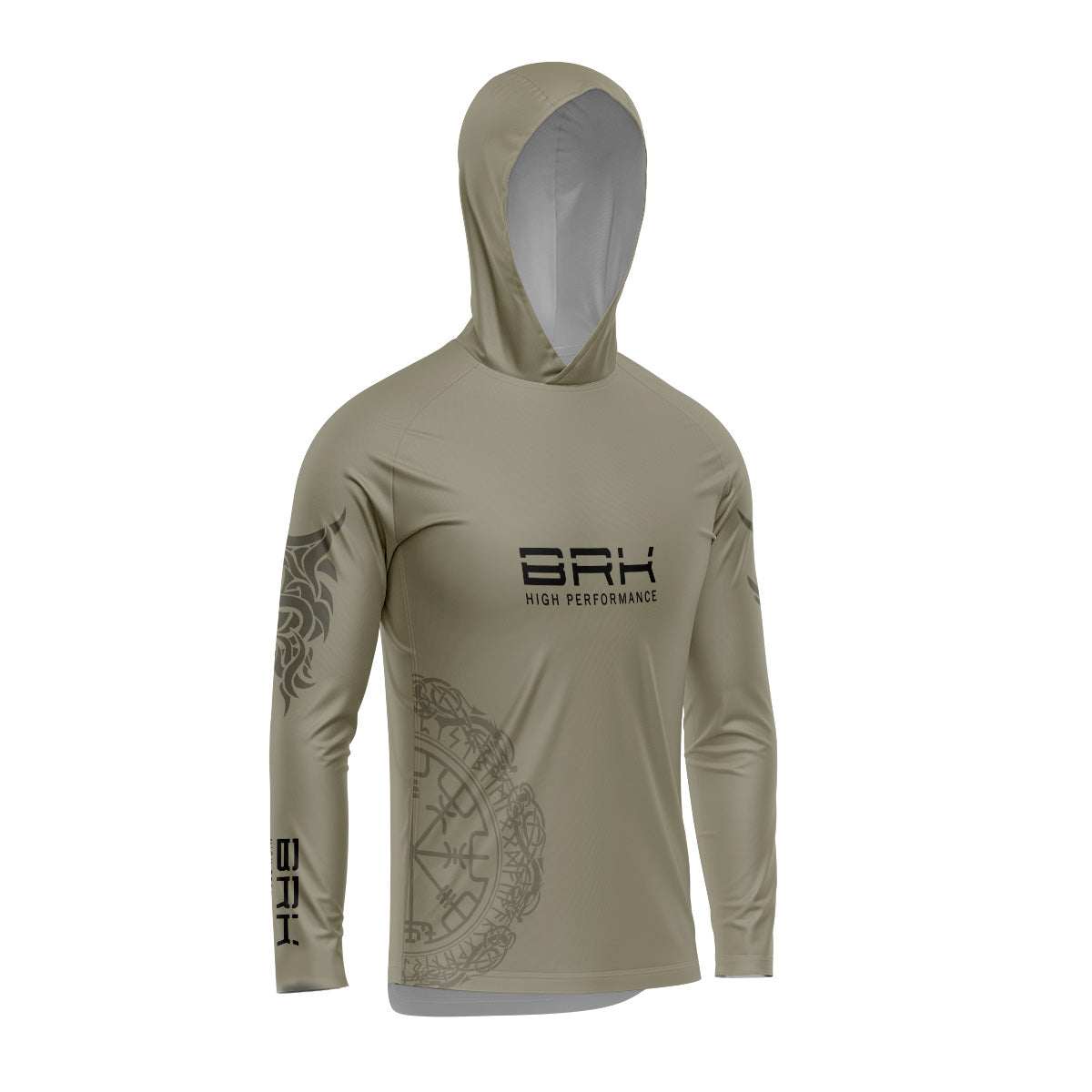Camisa de Pesca com Capuz Brk Tribal Bege com Proteção Uv50+ - Tamanho: G2