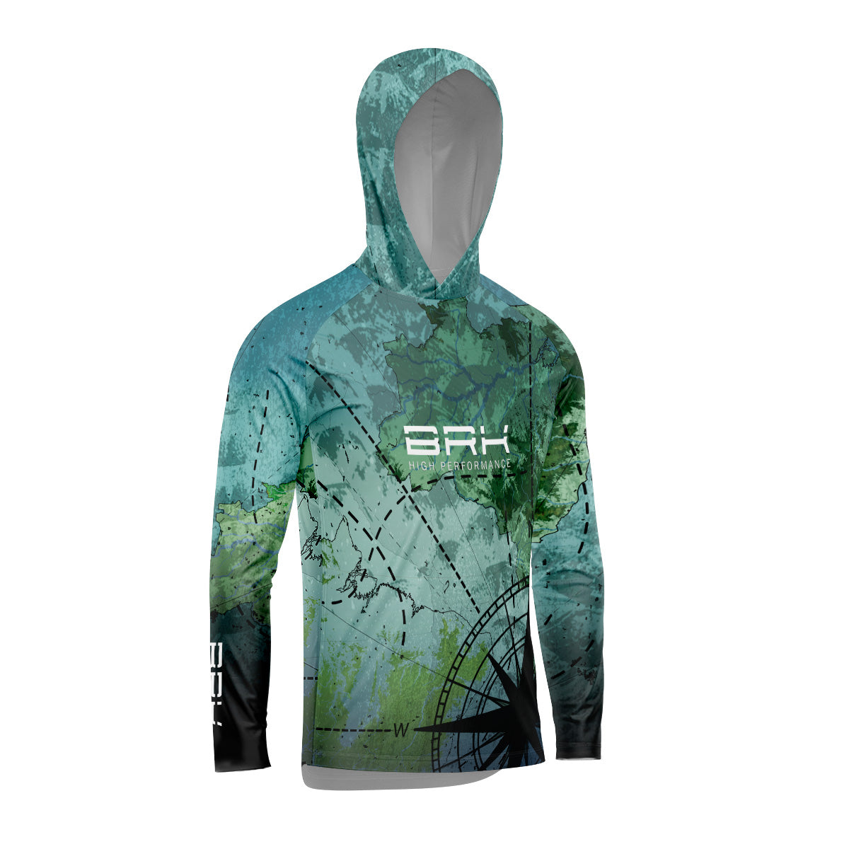 Camisa de Pesca com Capuz Brk Mapa Brasil com Proteção Uv50+ - Tamanho: GG