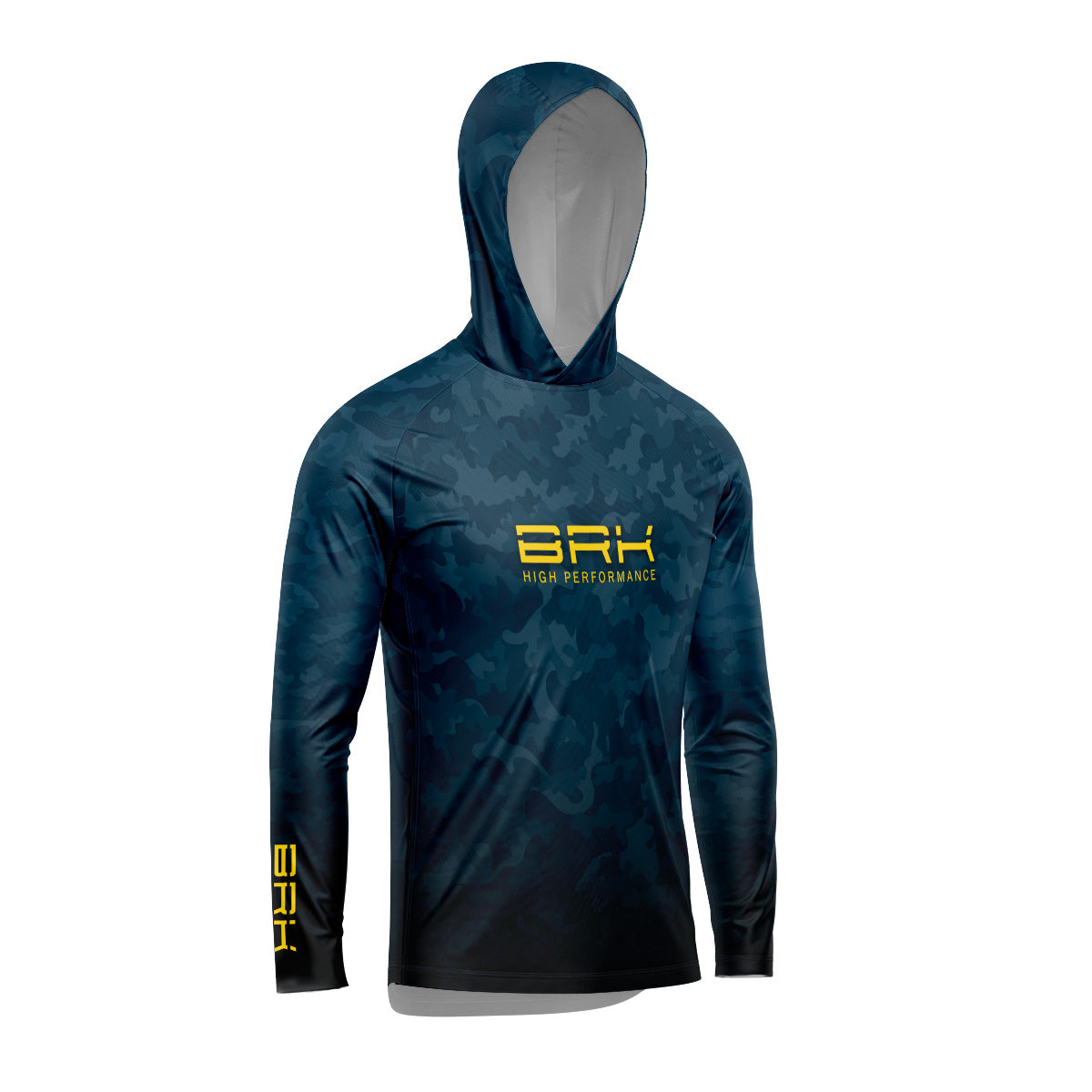 Camisa de Pesca com Capuz Brk Camuflada Azul com Proteção Uv50+ - Tamanho: M
