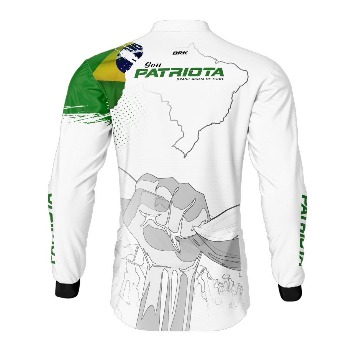 Camisa Agro Brk Básica Patriota Bandeira do Brasil Branca com Proteção UV50+ - Brk Fishing