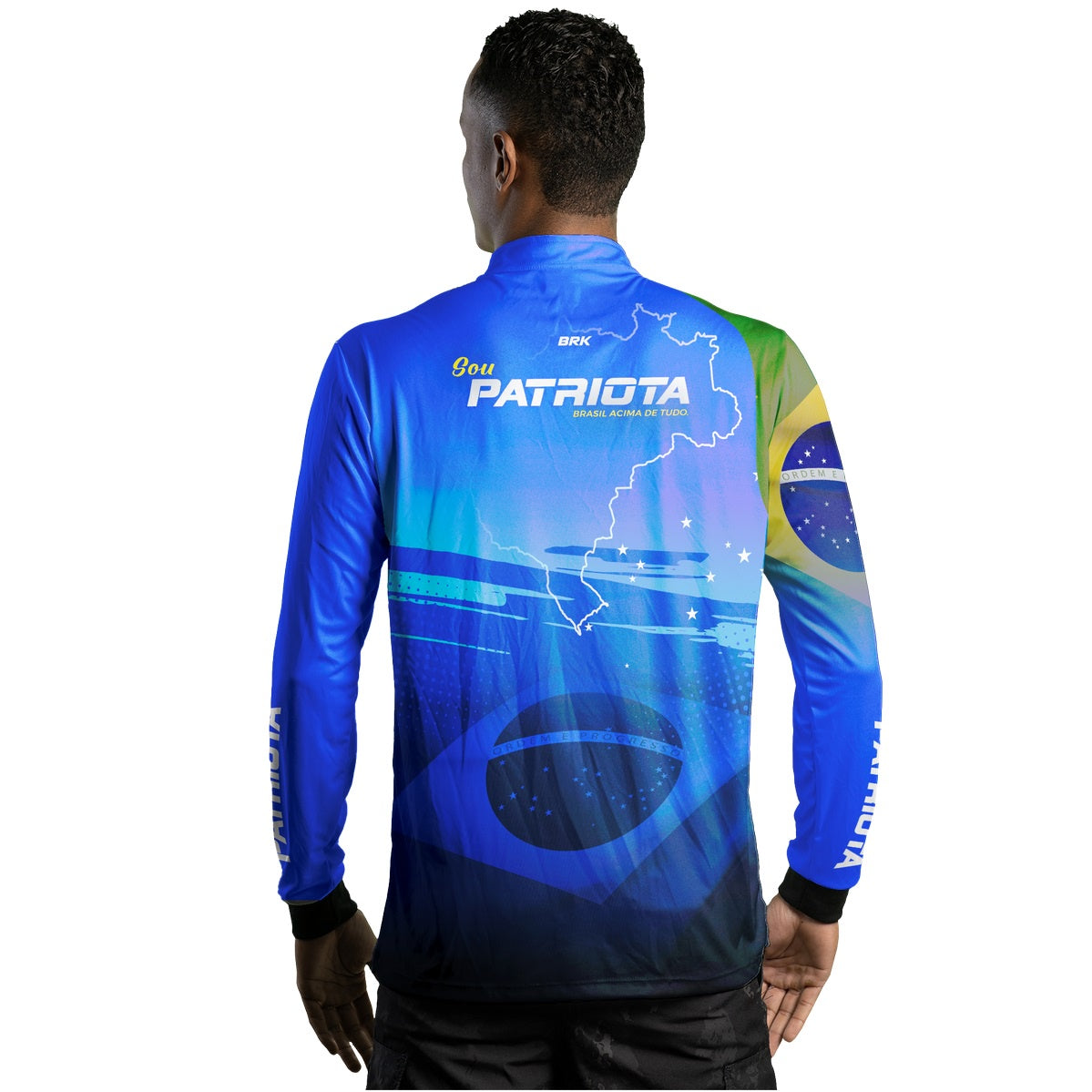 Camisa Agro Brk Básica Patriota Azul Bandeira do Brasil com Proteção UV50+ - Brk Fishing