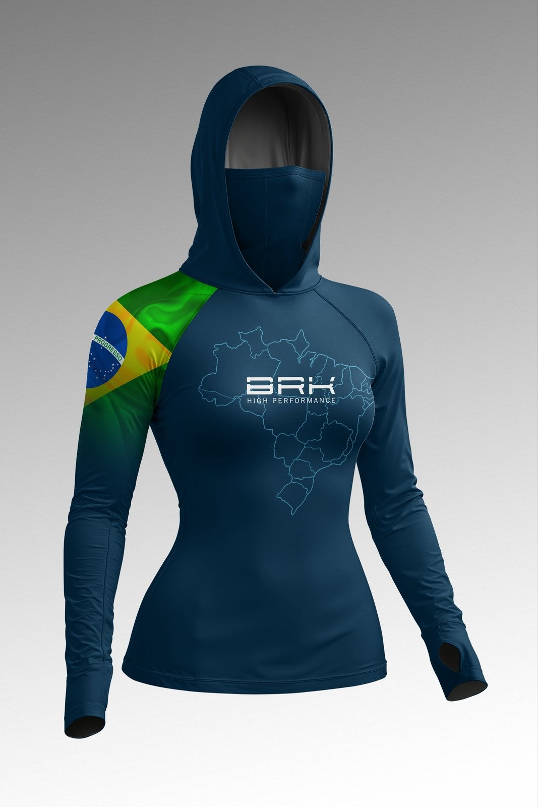 Camisa FusionX Feminina Brasil Azul com Proteção UV50+