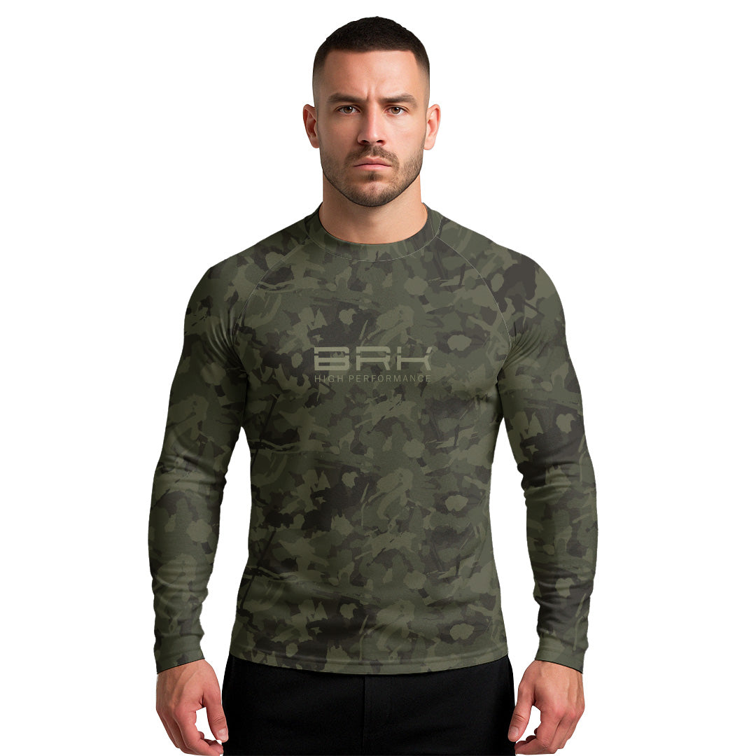 Camisa Raglan Brk Camuflada Verde com Proteção Uv50+ - Tamanho: M