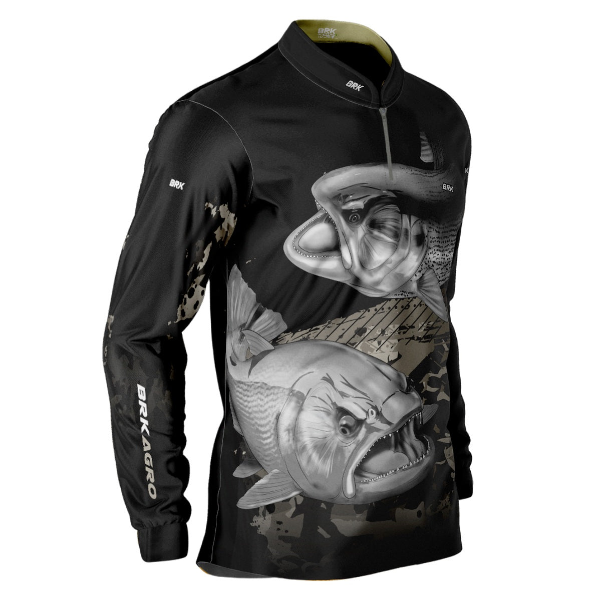 Camisa Agro Brk Preta Peixe Dourado com UV50+ - Brk Fishing