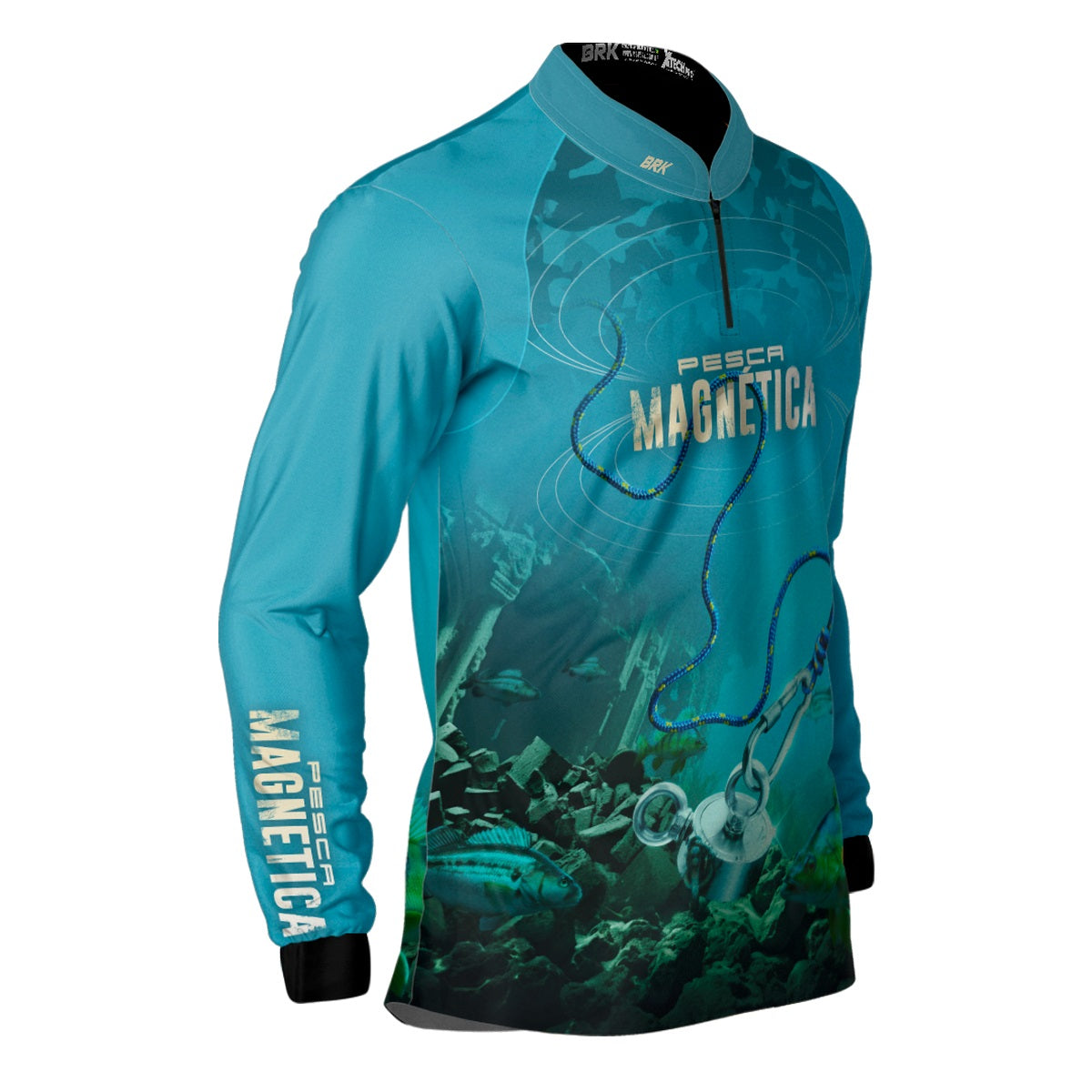 Camisa de Pesca Brk Pesca Magnética Clara com UV50+ - Brk Fishing
