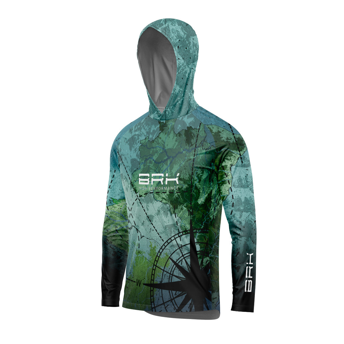 Camisa de Pesca com Capuz Brk Mapa Brasil com Proteção Uv50+ - Tamanho: GG