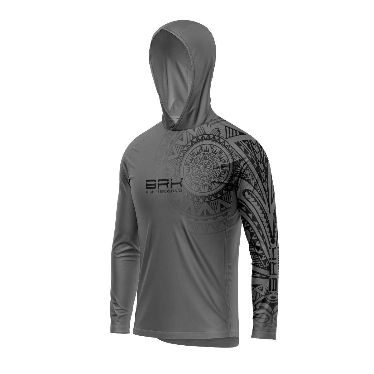 Camisa com Capuz Brk Maori Cinza com Preto com Proteção Uv50+ - Tamanho: G