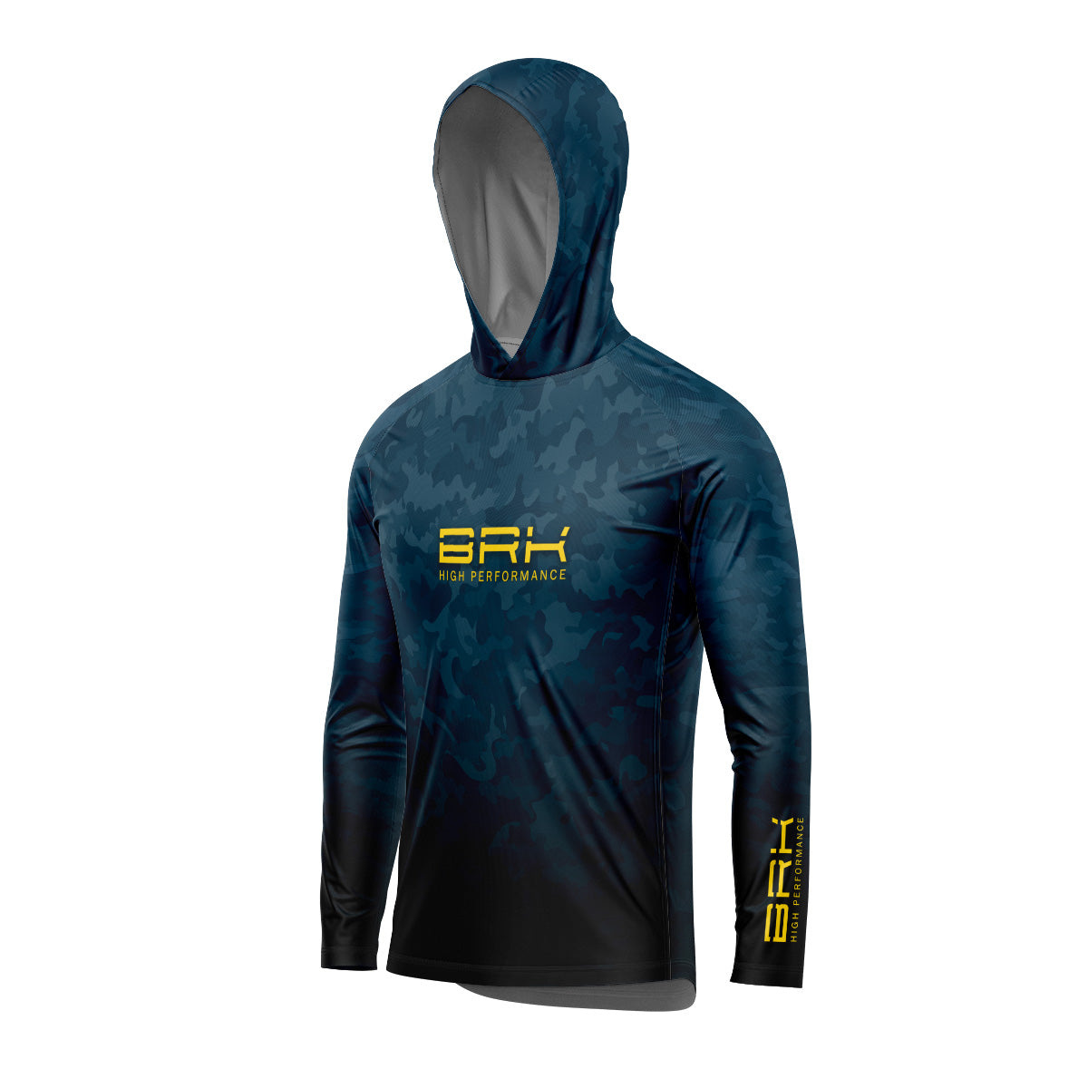 Camisa de Pesca com Capuz Brk Camuflada Azul com Proteção Uv50+ - Tamanho: M