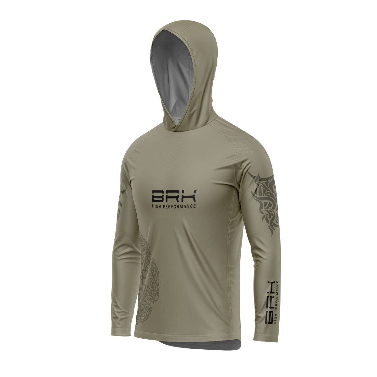 Camisa de Pesca com Capuz Brk Tribal Bege com Proteção Uv50+ - Tamanho: G2