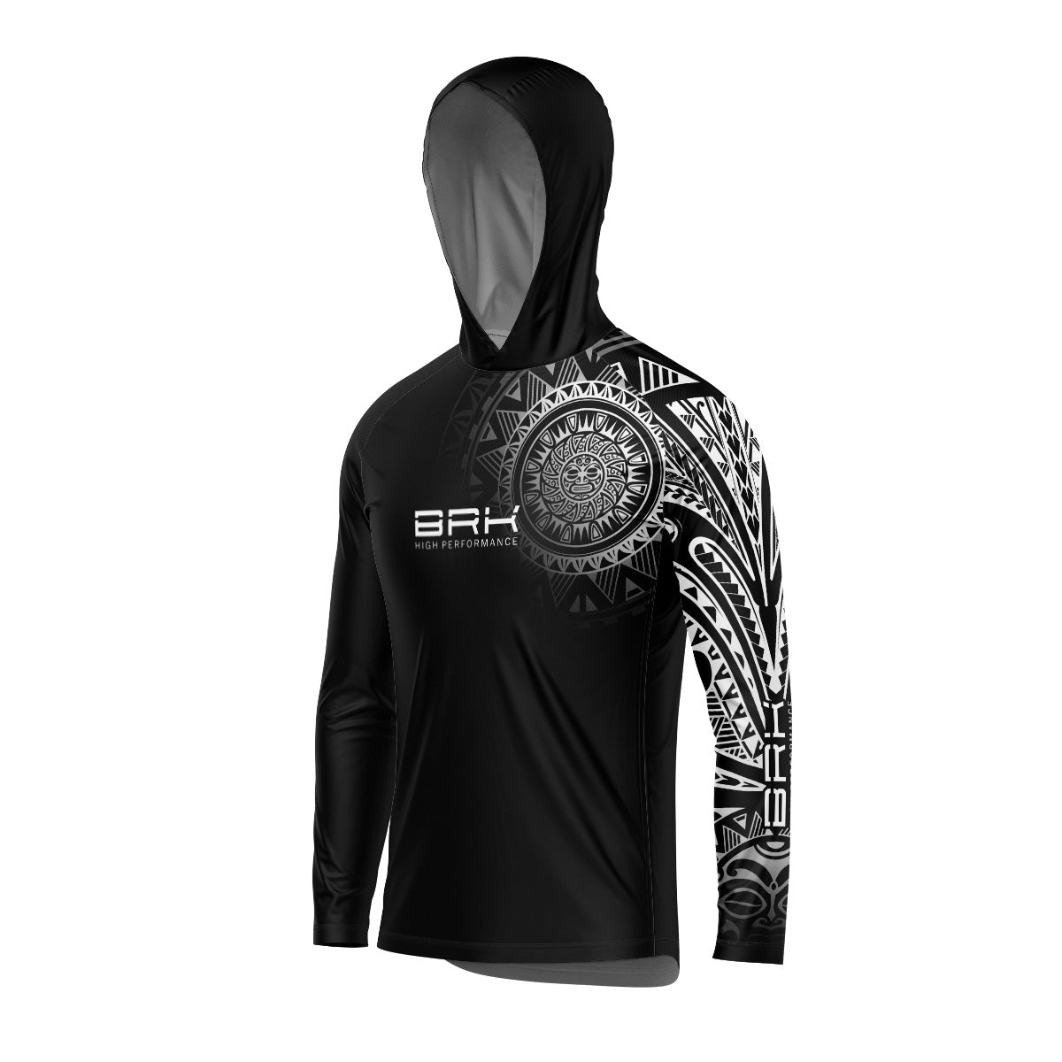 Camisa com Capuz Brk Maori Preto e Branco com Proteção Uv50+ - Tamanho: M