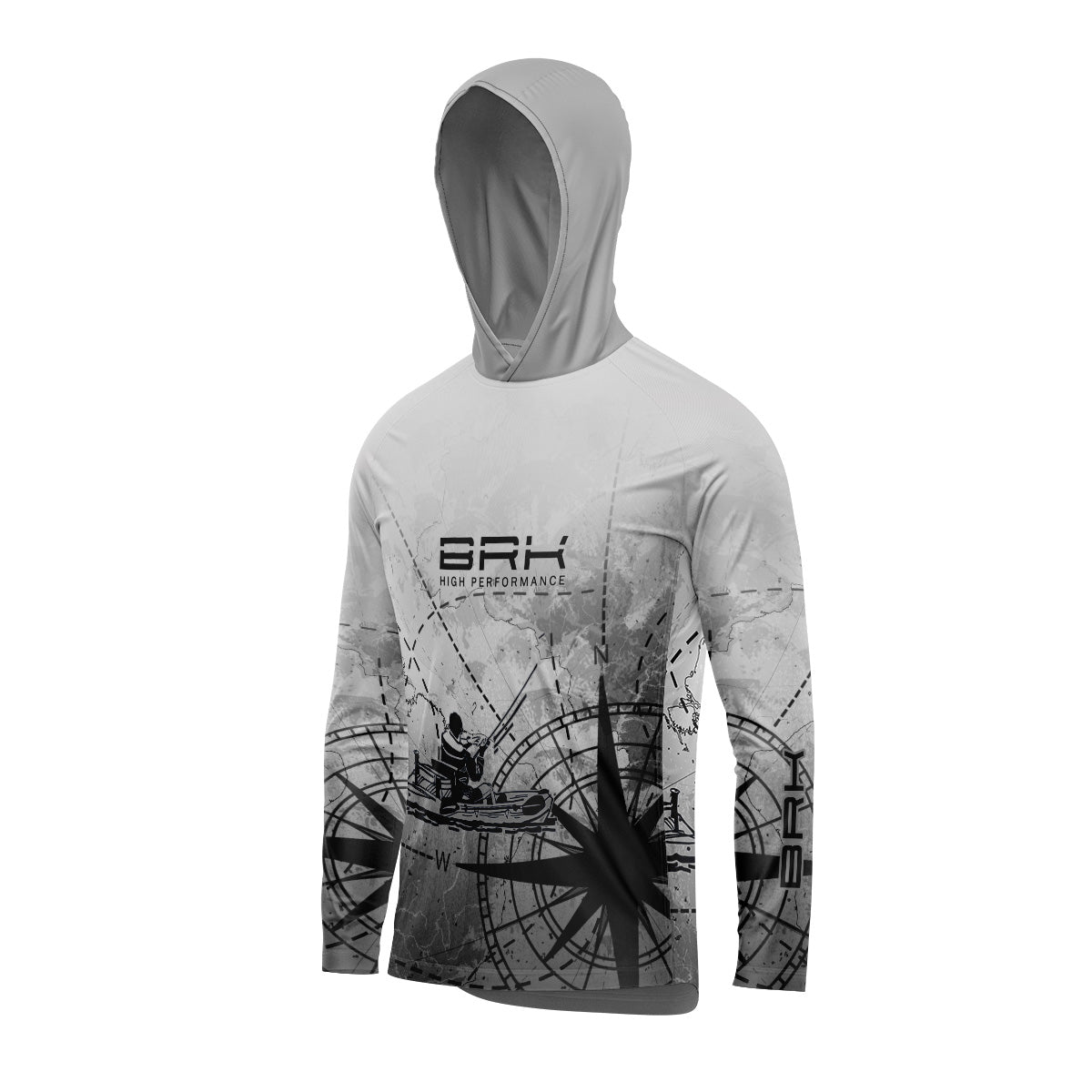 Camisa de Pesca com Capuz Brk Caiaque Cinza com Proteção Uv50+ - Tamanho: G1