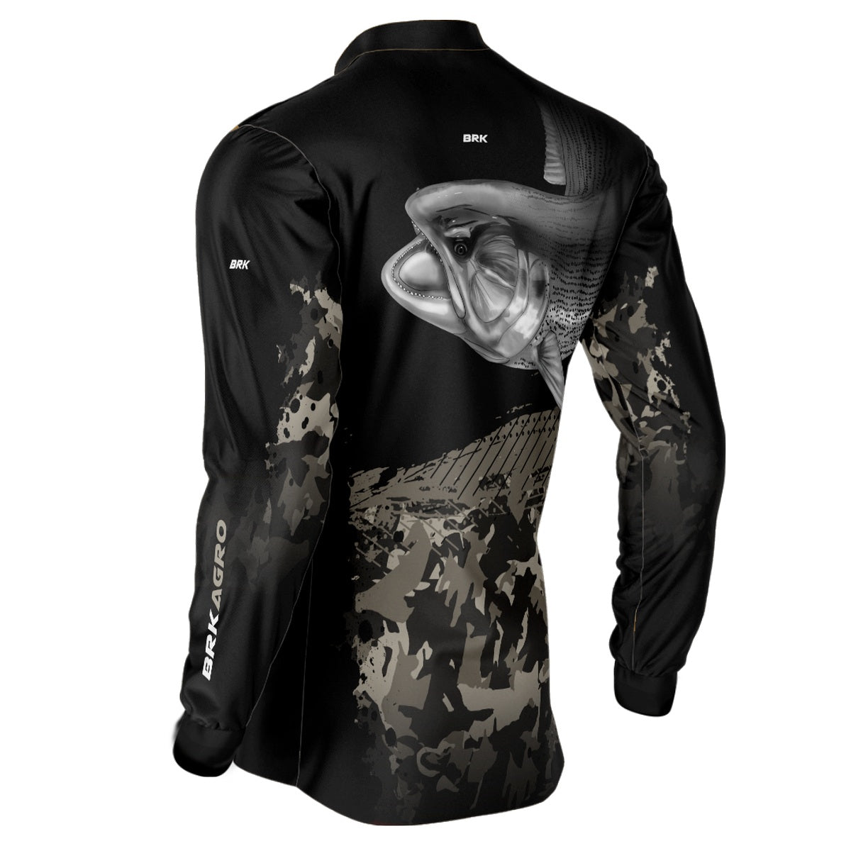 Camisa Agro Brk Preta Peixe Dourado com UV50+ - Brk Fishing