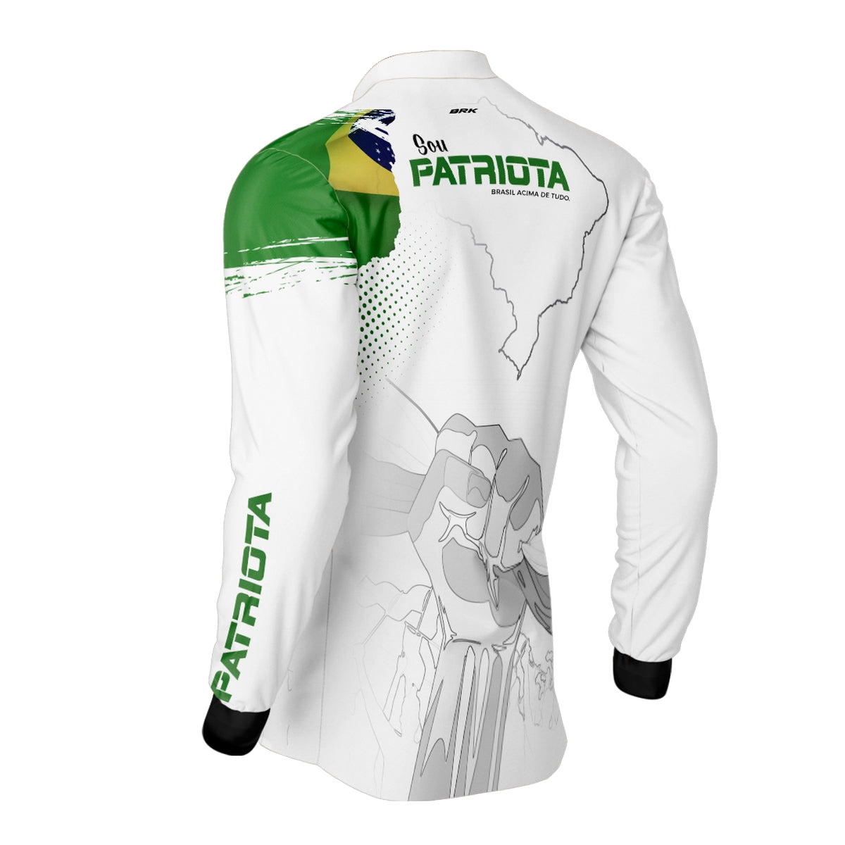 Camisa Agro Brk Básica Patriota Bandeira do Brasil Branca com Proteção UV50+ - Brk Fishing