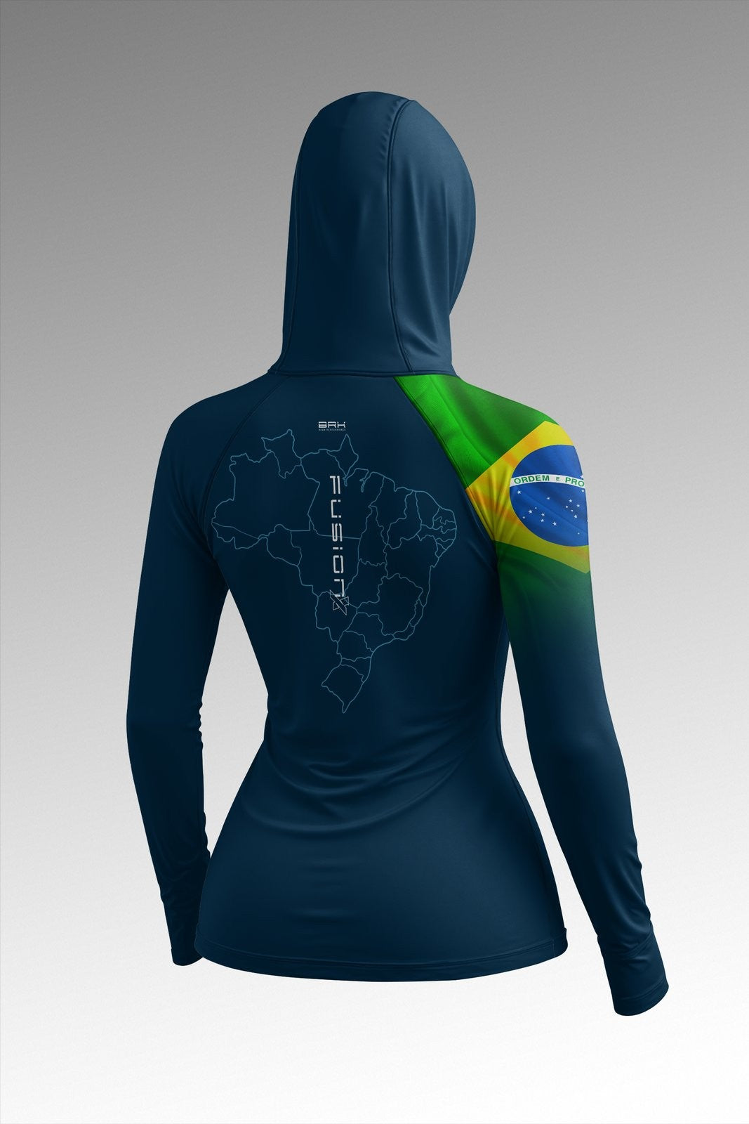 Camisa FusionX Feminina Brasil Azul com Proteção UV50+