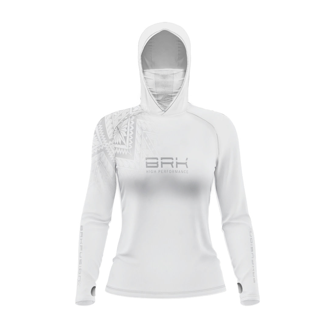 Camisa FusionX Feminina Maori Mosaico Branco BRK com Proteção Solar UV50+ Brk Fishing