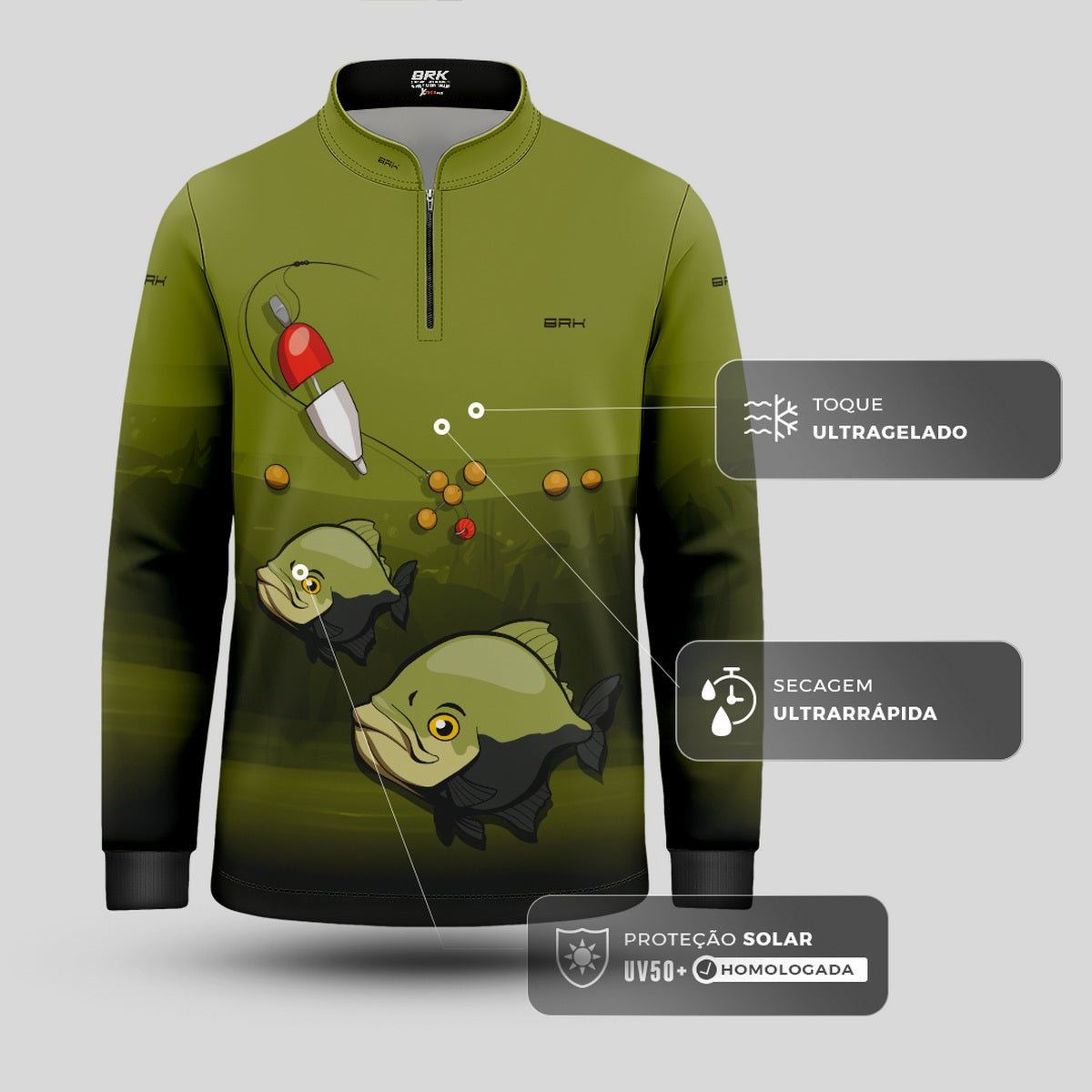 Camisa de Pesca Infantil Brk Tambaqui com UV50 + - Brk Fishing