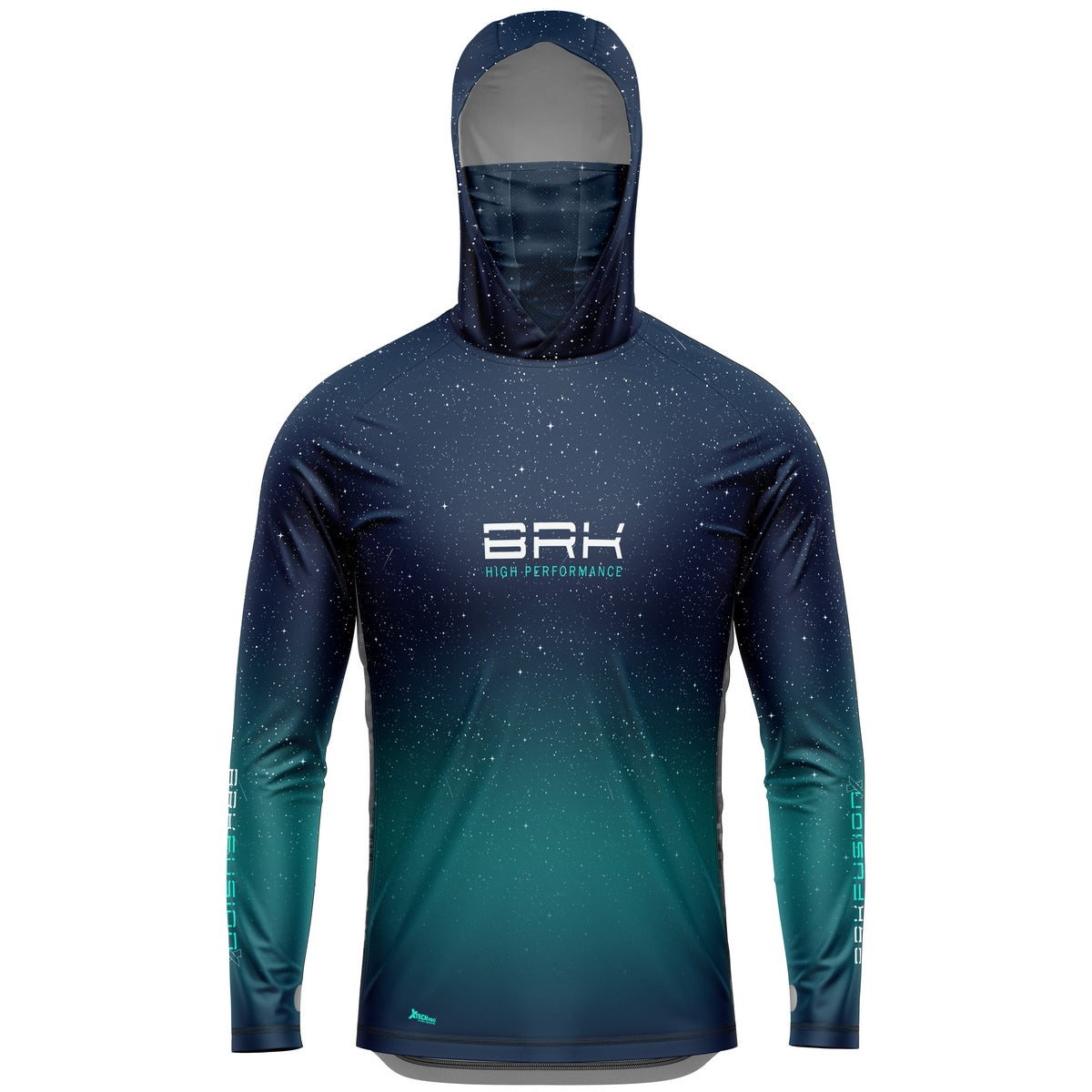 Camisa FusionX Brk Azul Celeste Estrelas com Capuz e Proteção UV50+ - Brk Fishing
