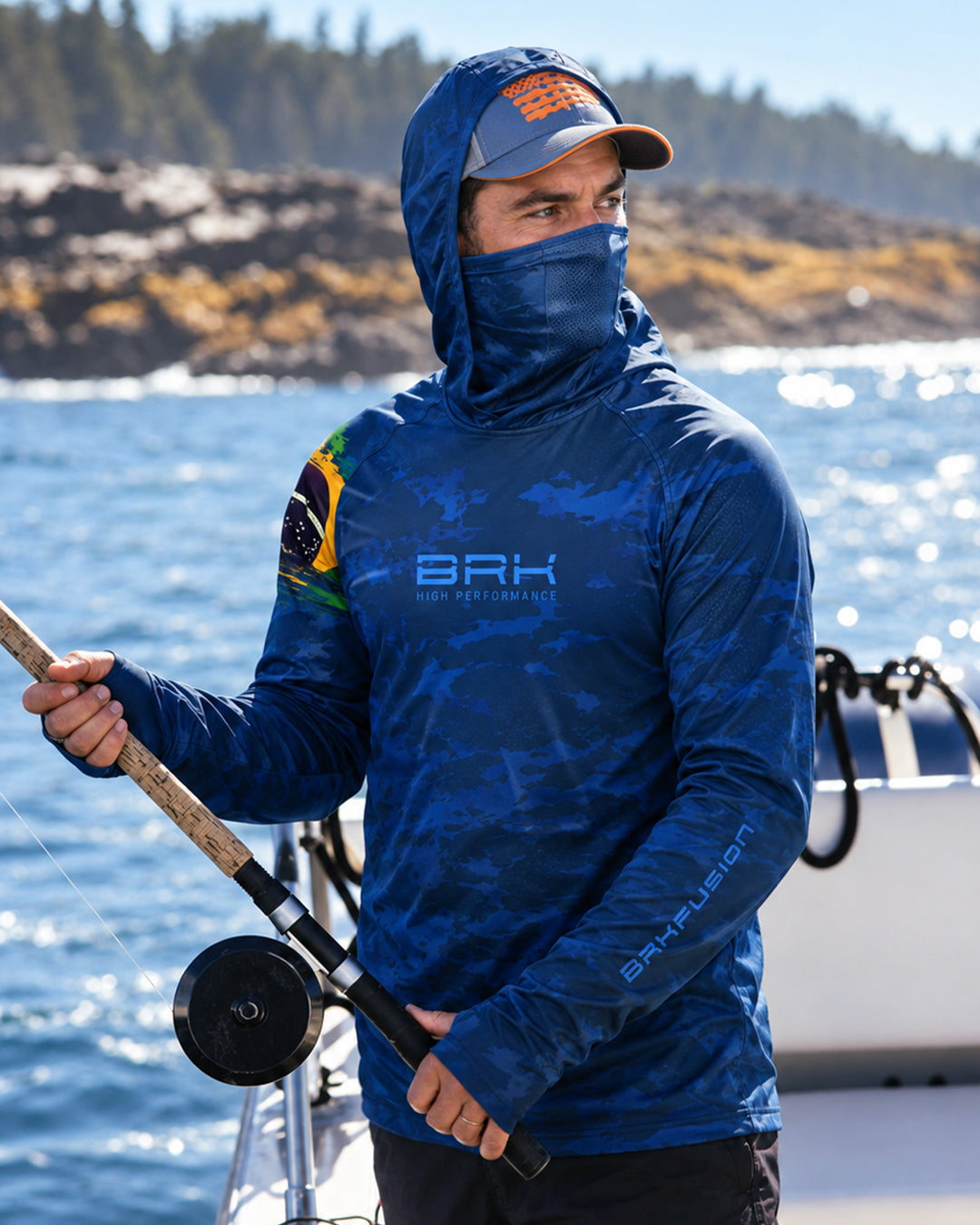 Camisa FusionX Brk Fishing Brasil Militar Azul