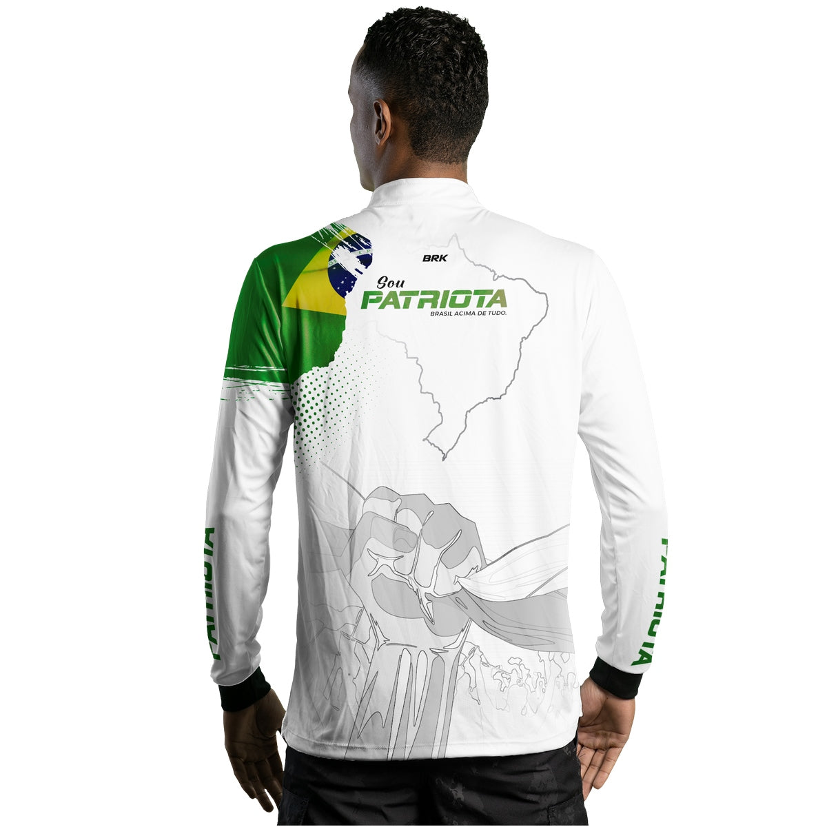 Camisa Agro Brk Básica Patriota Bandeira do Brasil Branca com Proteção UV50+ - Brk Fishing