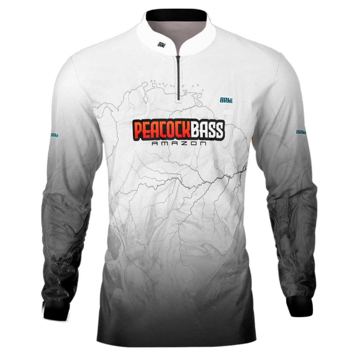 Camisa de Pesca Brk Peacockbass Amazônia Branca com Proteção Solar UV50+ - Brk Fishing