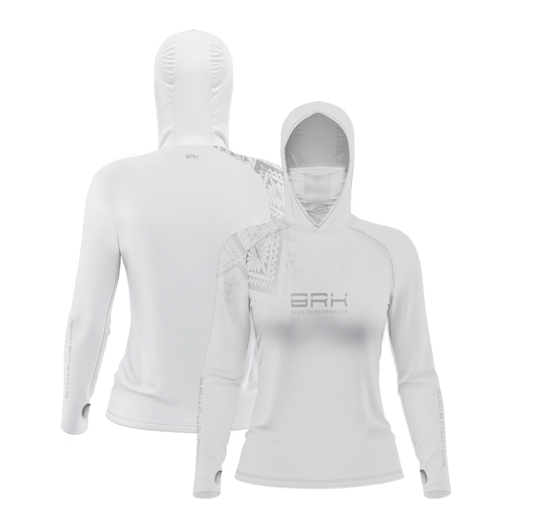 Camisa FusionX Feminina Maori Mosaico Branco BRK com Proteção Solar UV50+ Brk Fishing