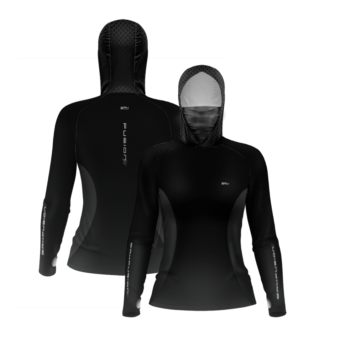 Camisa FusionX Feminina Brk Clean Preta e Proteção Solar UV50+ - Brk Fishing
