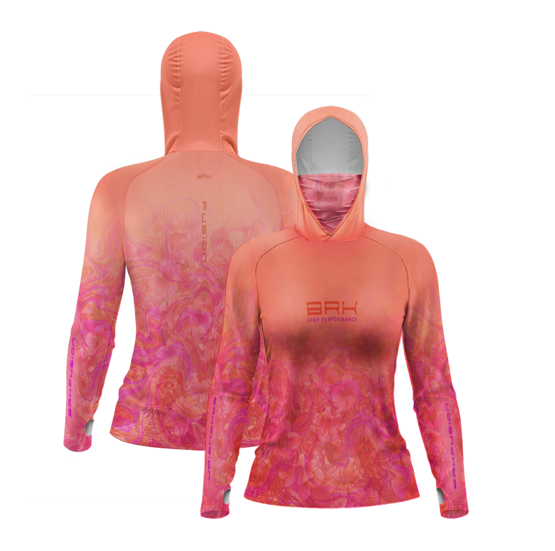 Camisa FusionX Feminina Brk Deep Rosa e Laranja e Proteção Solar UV50+ - Brk Fishing