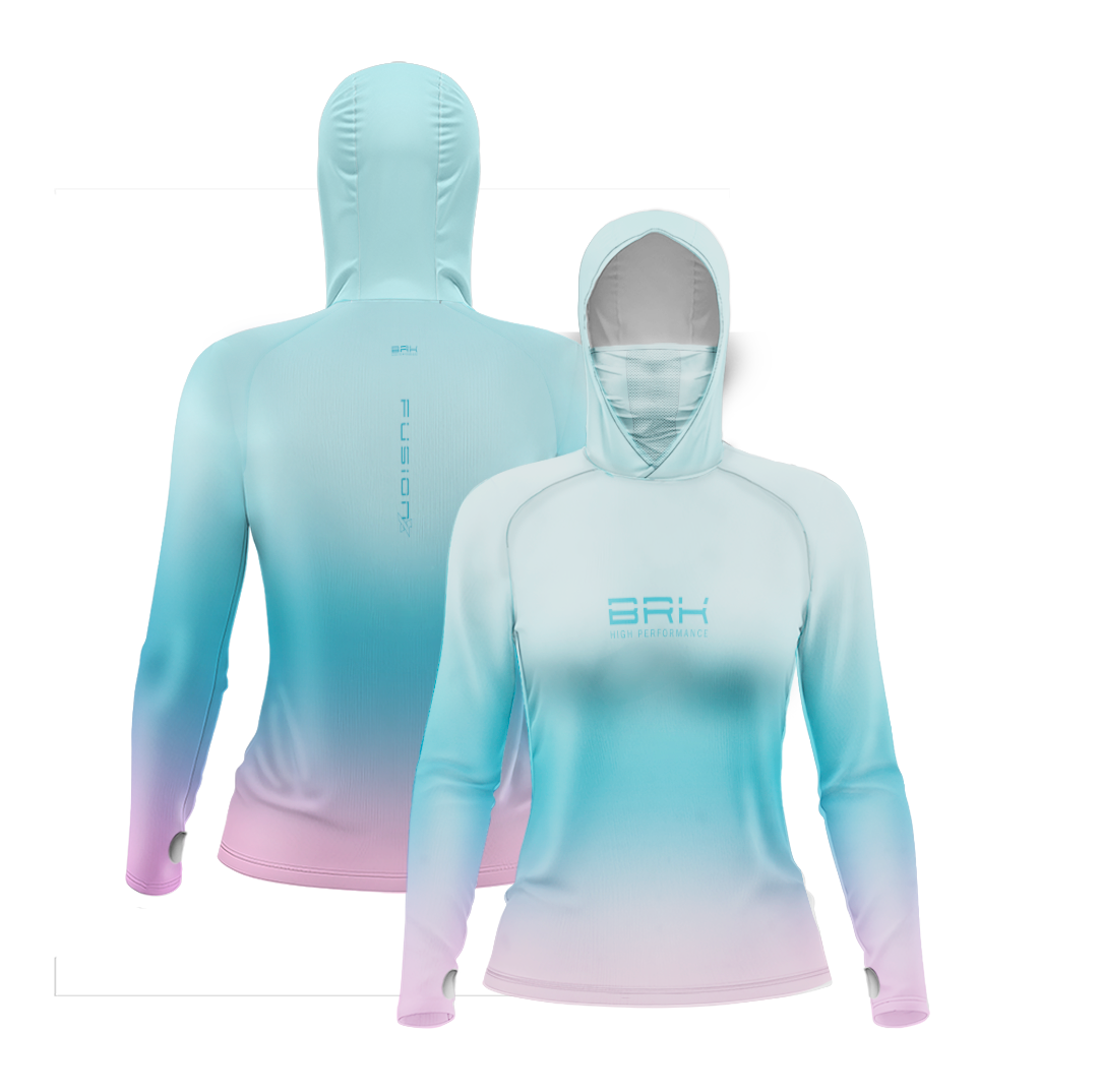 Camisa FusionX Feminina Brk Degradê Azul Bebê e Rosa e Proteção Solar UV50+ - Brk Fishing
