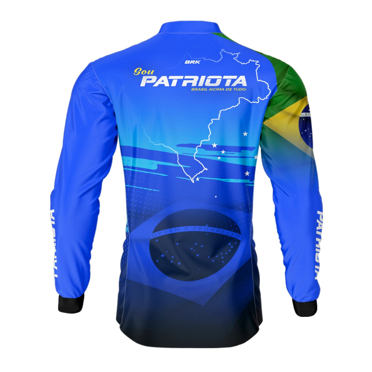 Camisa Agro Brk Básica Patriota Azul Bandeira do Brasil com Proteção UV50+ - Brk Fishing