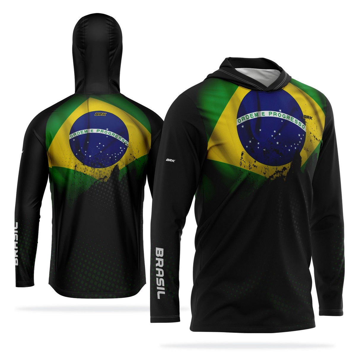 Camisa de Pesca Com Capuz Brk Brasil Preta Com UV50+ - Brk Fishing