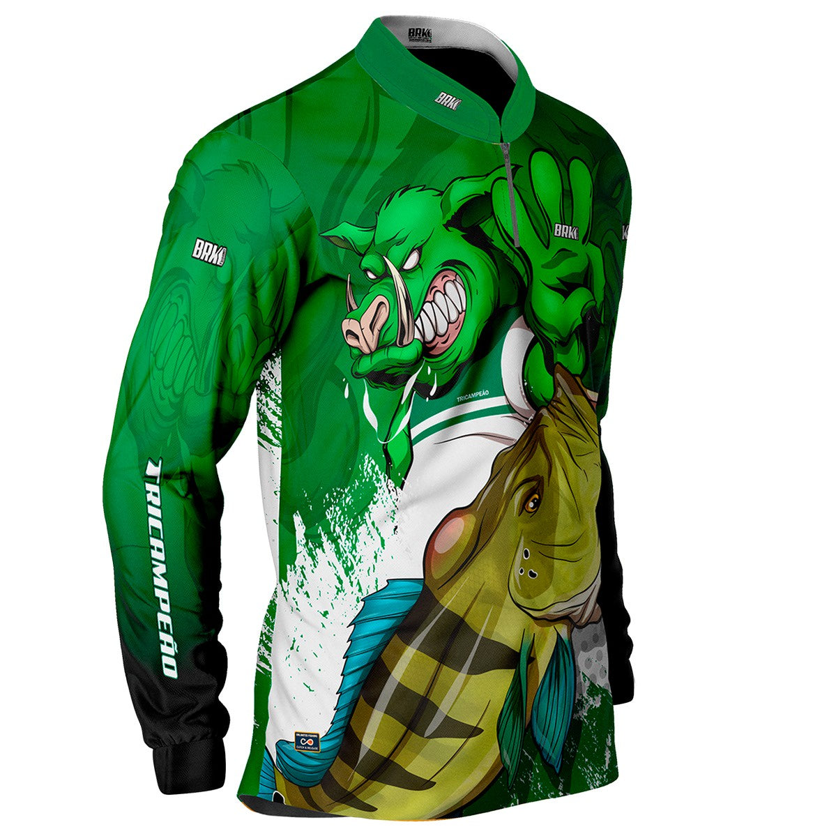 Camisa de Pesca Brk Verdão Tri Libertadores Tucunaré Azul com UV50+ - Brk Fishing