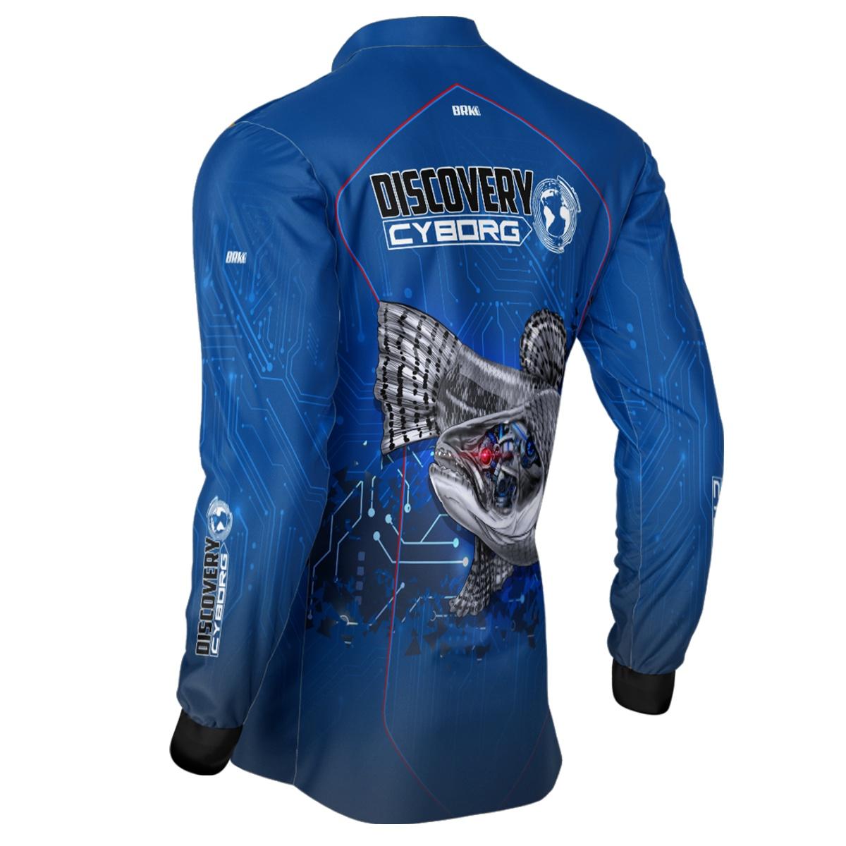 Camisa de Pesca Brk Discovery Cyborg Azul com Proteção UV50+ - Brk Fishing