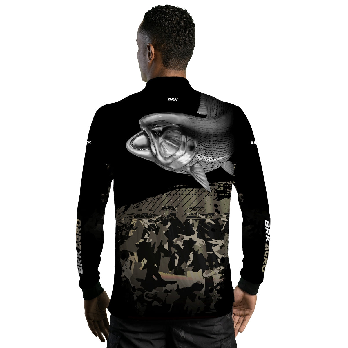 Camisa Agro Brk Preta Peixe Dourado com UV50+ - Brk Fishing