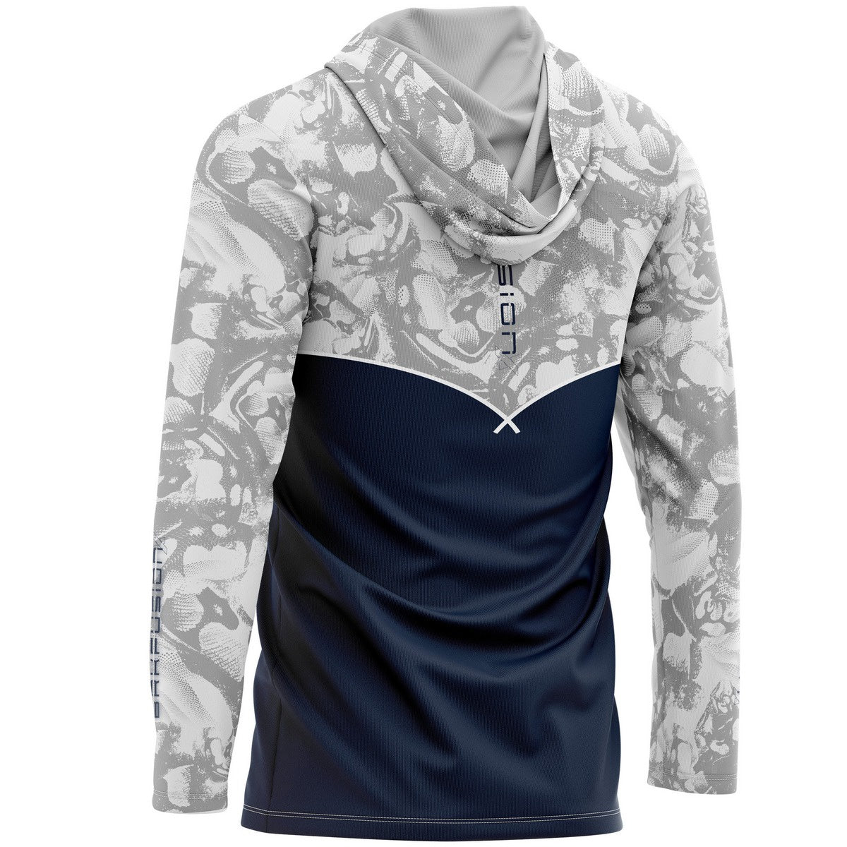 Camisa FusionX Brk Deep Camuflada Branco Azul com Capuz e Proteção UV50+ - Brk Fishing