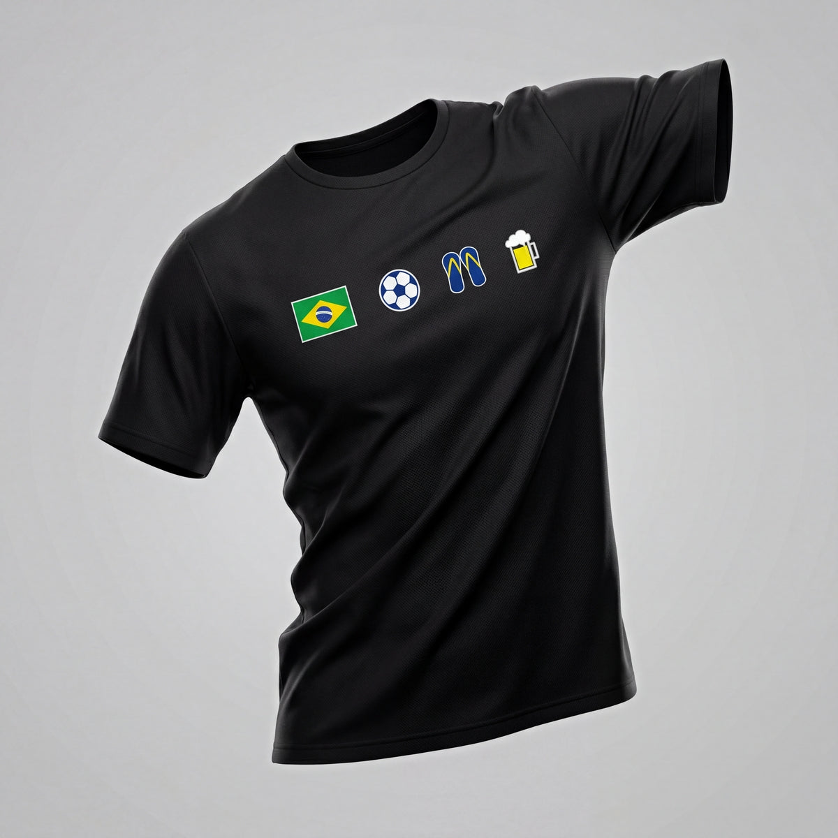 Camiseta Básica de Algodão Brk Aqui é o Brasil Ícones