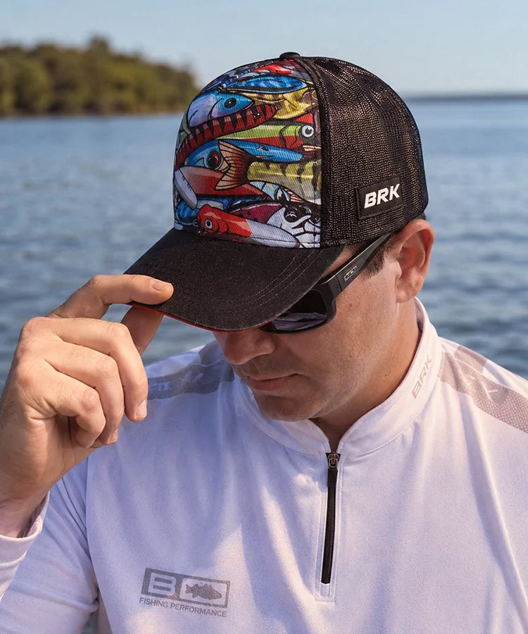 Boné de Pesca Brk Isca Artificial Vermelho