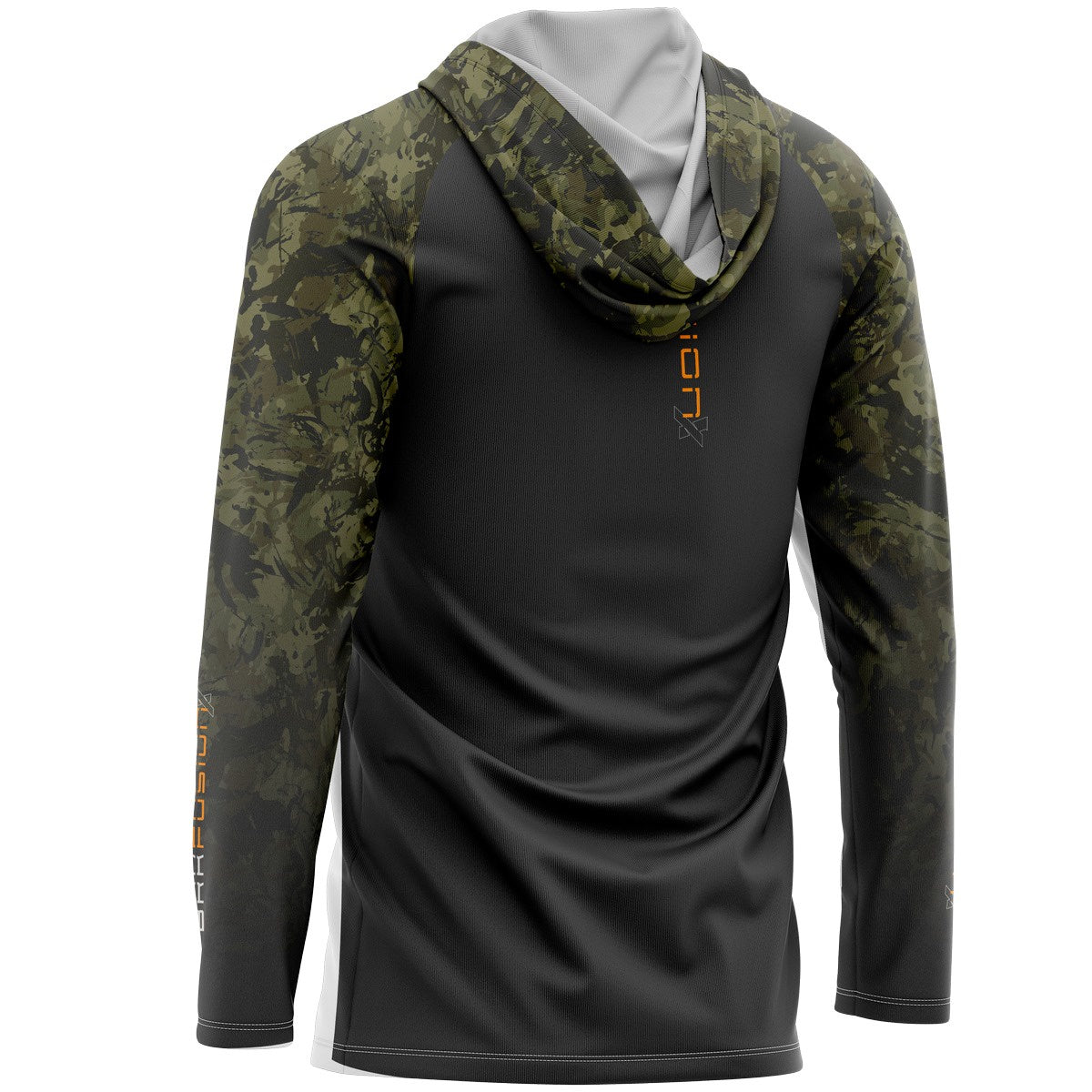 Camisa FusionX Brk Camuflada Verde Preto Capuz e Proteção UV50+ Brk Fishing